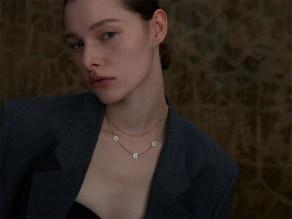 Shell flower double layer chain necklace set - product image