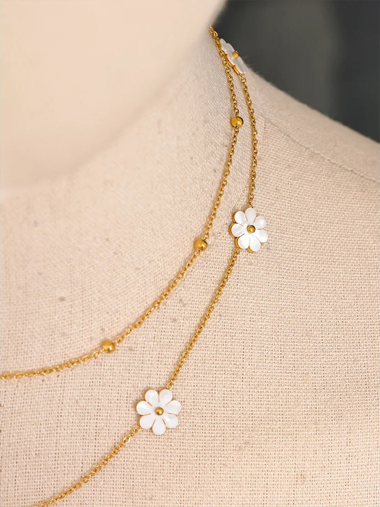 Shell flower double layer chain necklace set - product image