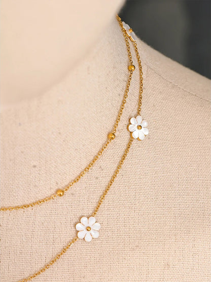 Shell flower double layer chain necklace set - product image