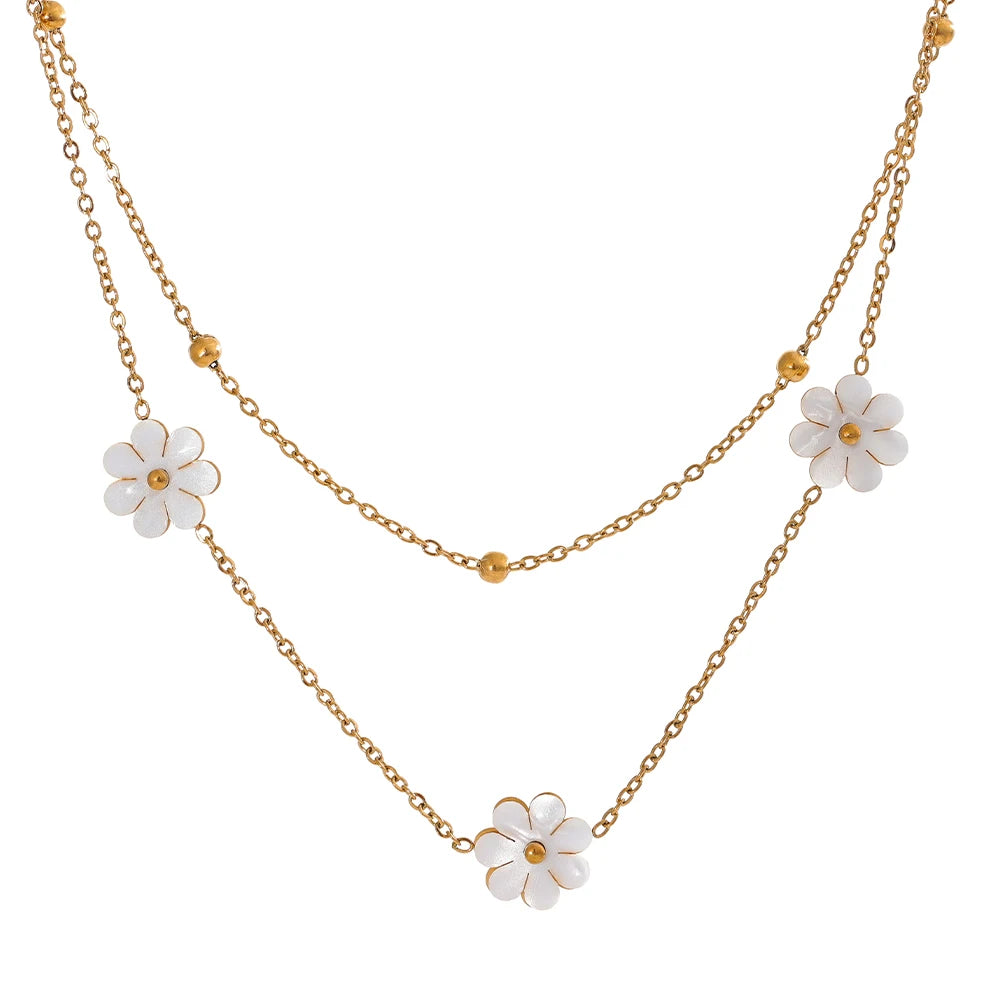 Shell flower double layer chain necklace set - product image