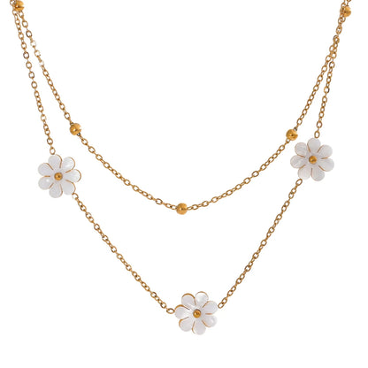 Shell flower double layer chain necklace set - product image