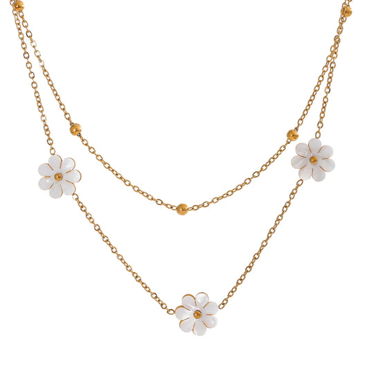 Shell flower double layer chain necklace set - product image