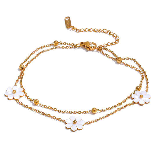 Shell flower double layer chain necklace set - product image