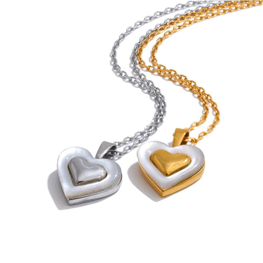 Shell heart love chic pendant necklace - product image