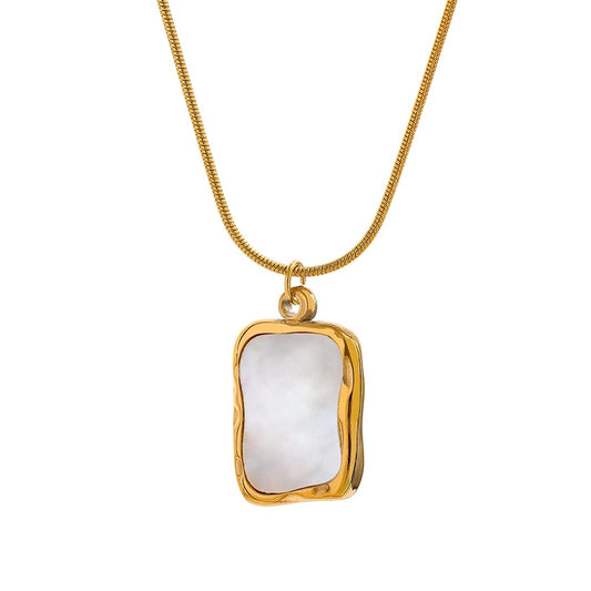 Shell irregular square minimalist pendant necklace - product image