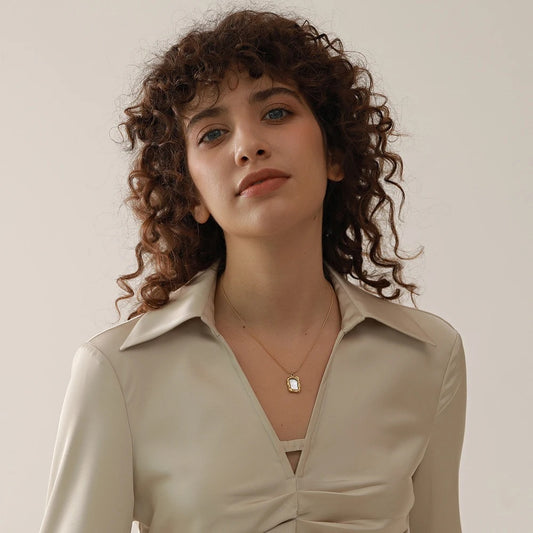Shell irregular square minimalist pendant necklace - product image