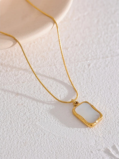 Shell irregular square minimalist pendant necklace - product image
