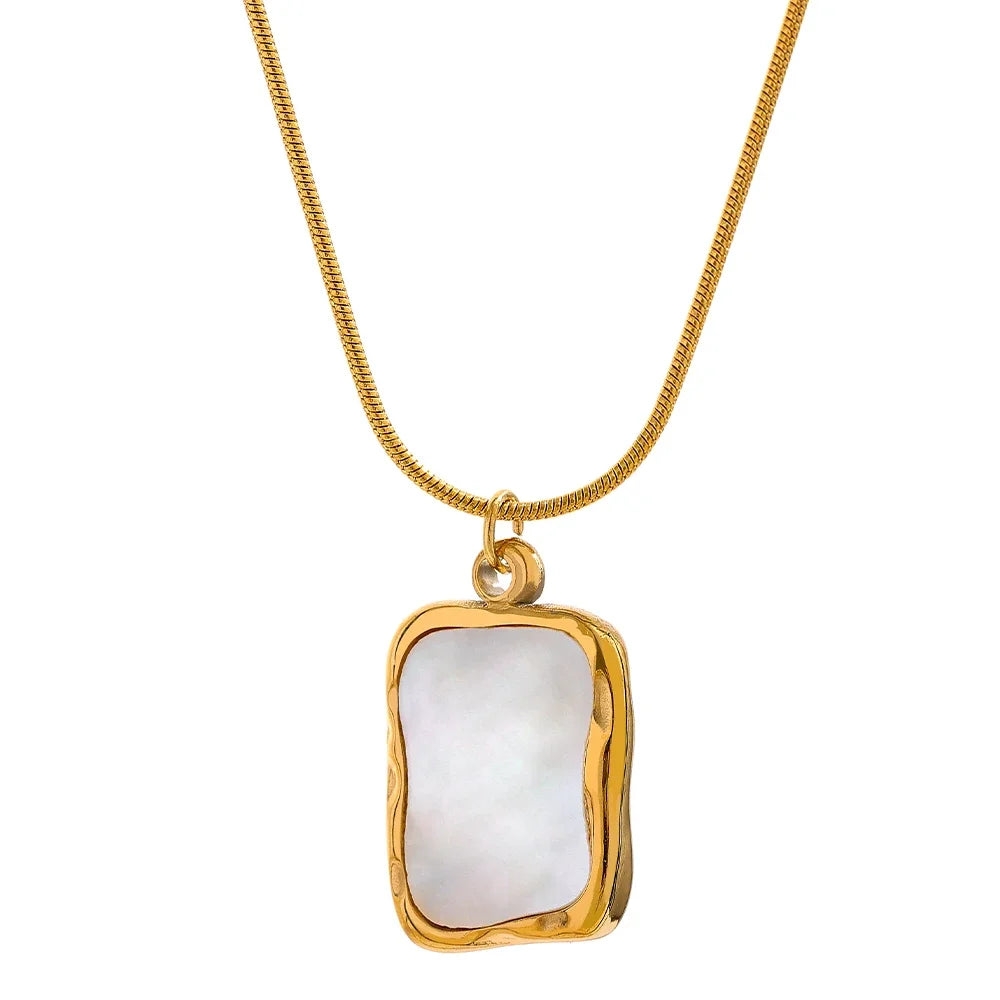 Shell irregular square minimalist pendant necklace - product image