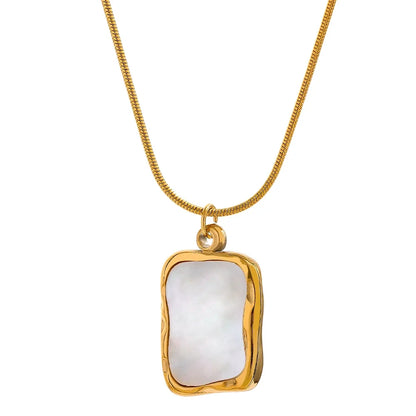 Shell irregular square minimalist pendant necklace - product image