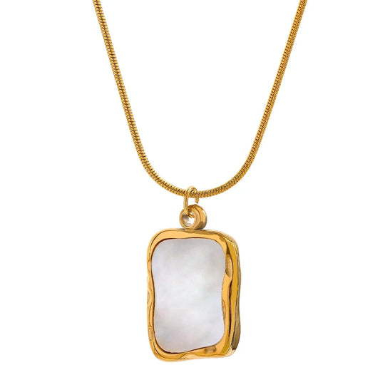 Shell irregular square minimalist pendant necklace - product image