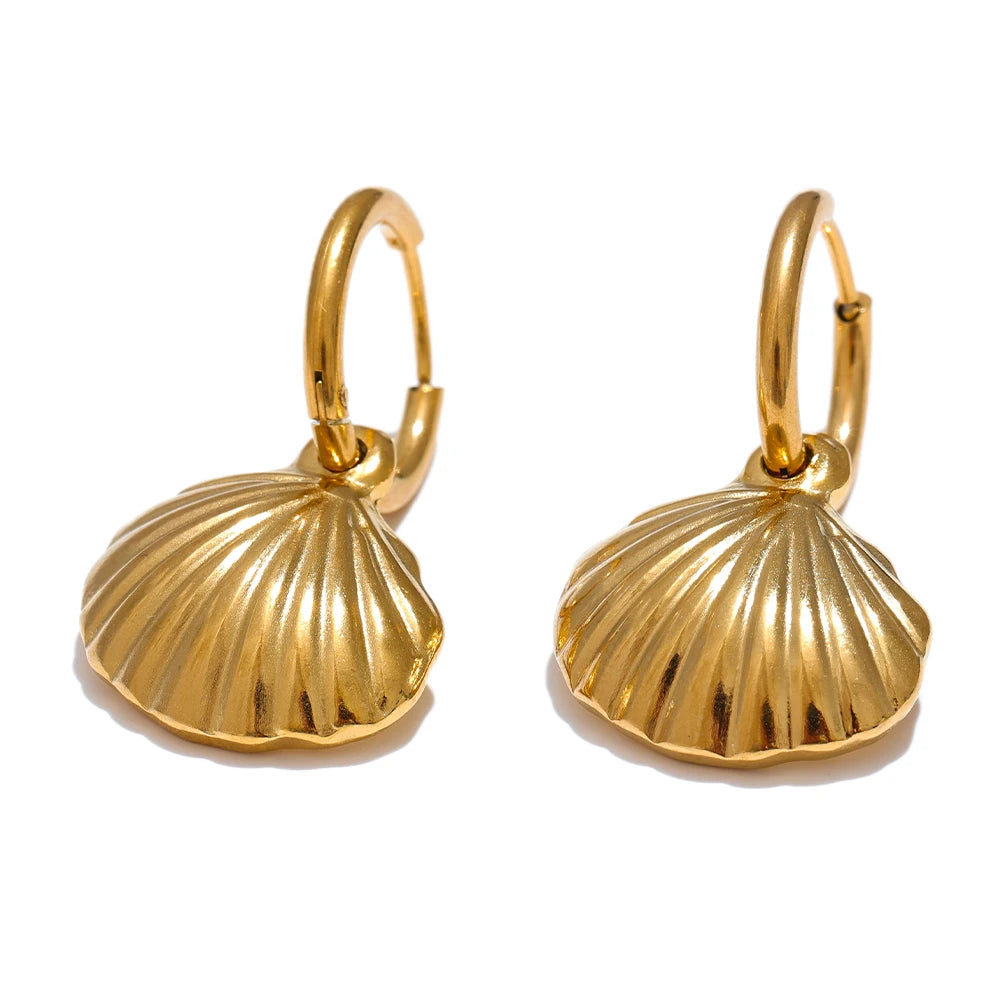 Shell necklace earrings set gold color - product image