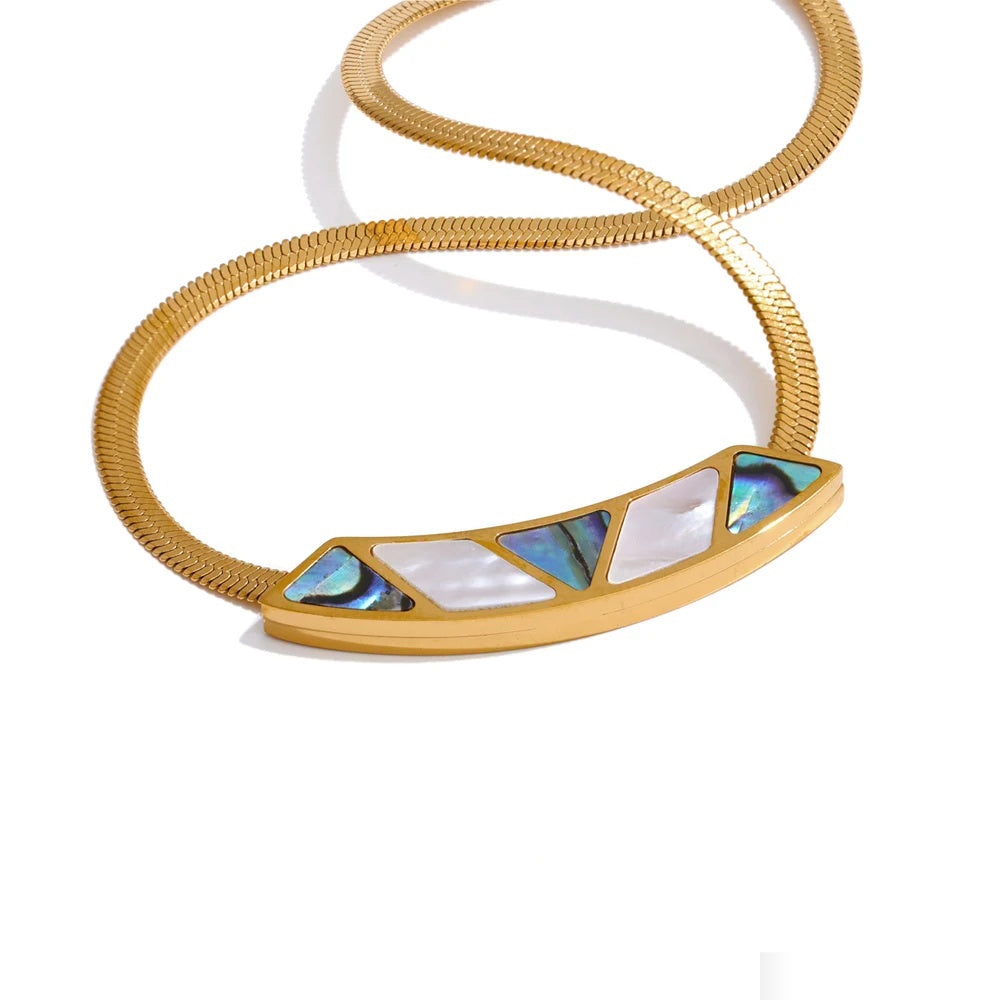 Shell pendant snake chain minimalist collar necklace - product image