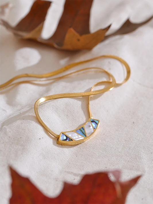 Shell pendant snake chain minimalist collar necklace - product image