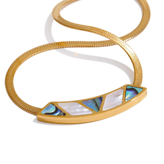 Shell pendant snake chain minimalist collar necklace - product image