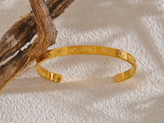 Shell seahorse starfish conch open cuff bracelet - product image