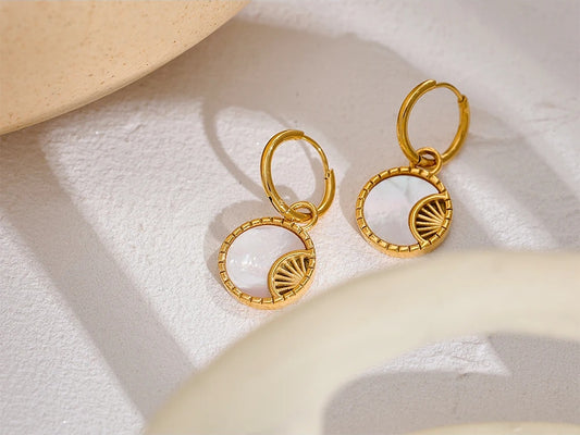 Shell star moon drop dangle trendy earrings - product image