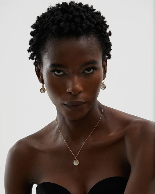 Shell star moon pendant necklace earrings set - product image