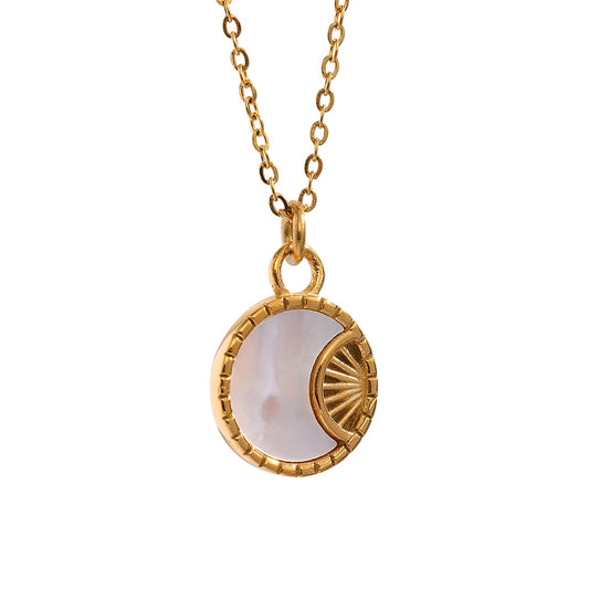 Shell star moon pendant necklace earrings set - product image