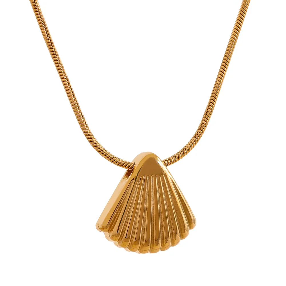 Shell statement minimalist pendant necklace - product image