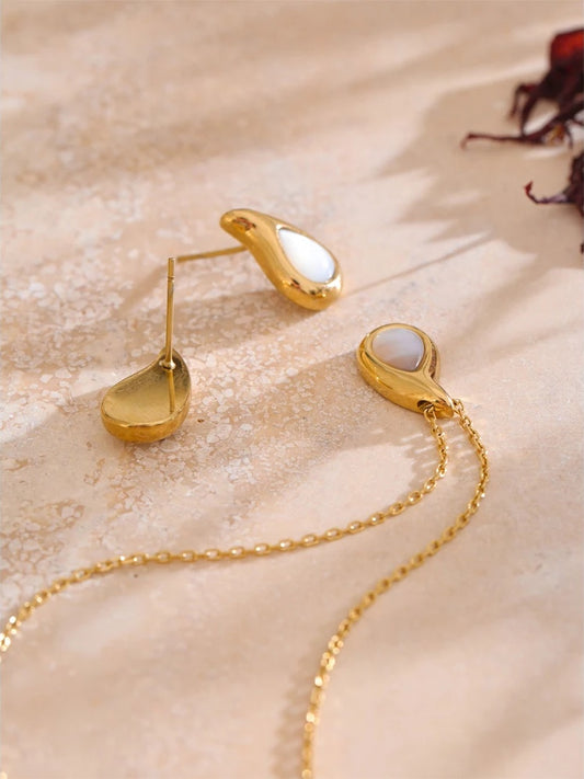 Shell water drop necklace earrings set - product image