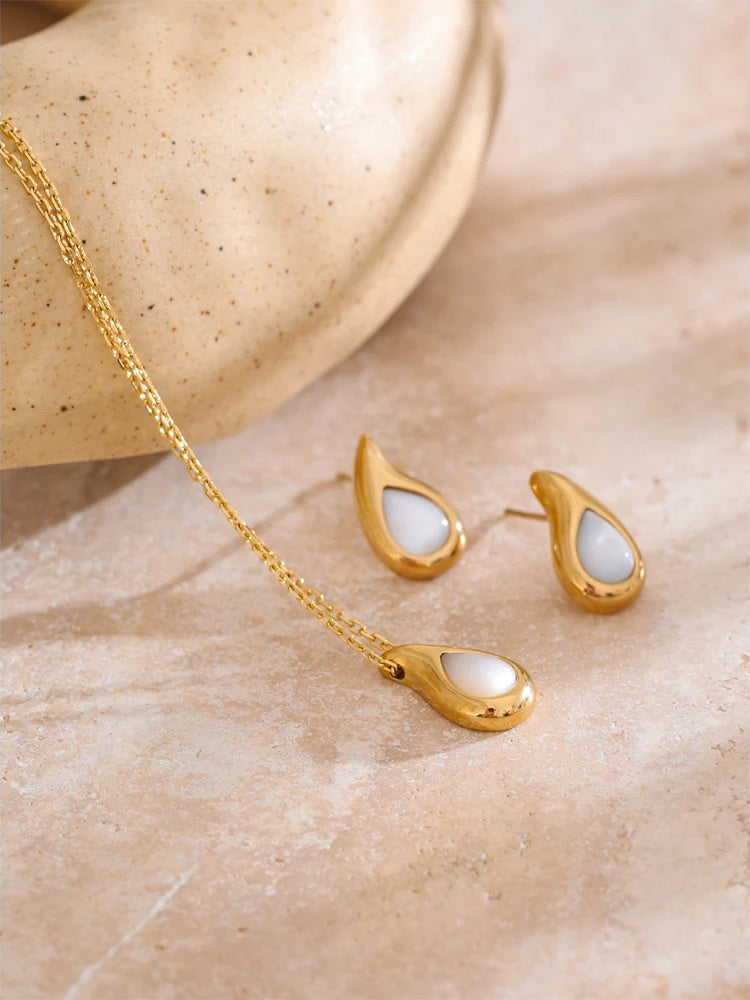 Shell water drop necklace earrings set - product image