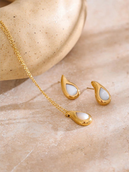 Shell water drop necklace earrings set - product image