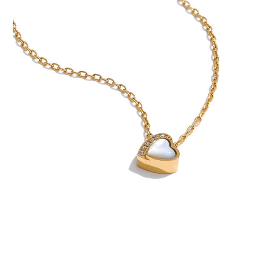 Shell zircon heart love pendant necklace - product image