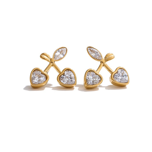 Shiny cherry cubic zirconia stud earrings - product image