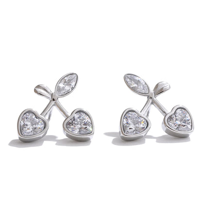 Shiny cherry cubic zirconia stud earrings - product image