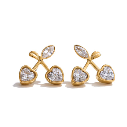 Shiny cherry cubic zirconia stud earrings - product image