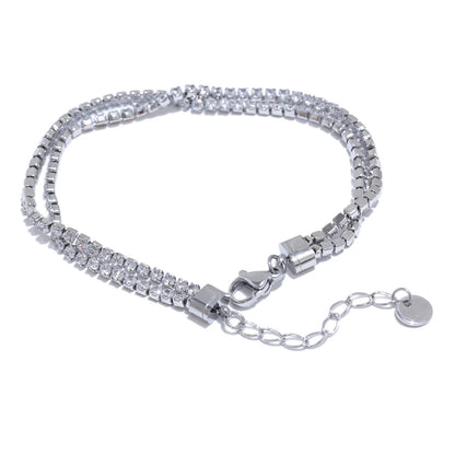 Shiny cubic zirconia adjustable link bracelet lobster clasp - product image