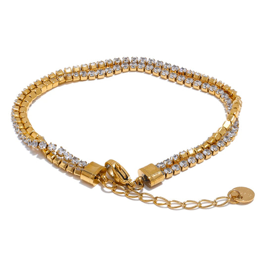 Shiny cubic zirconia adjustable link bracelet lobster clasp - product image