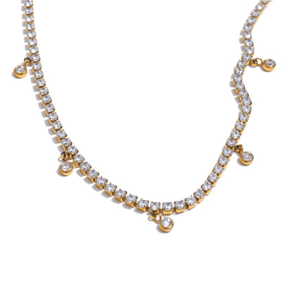 Shiny cubic zirconia chain necklace bracelet set - product image
