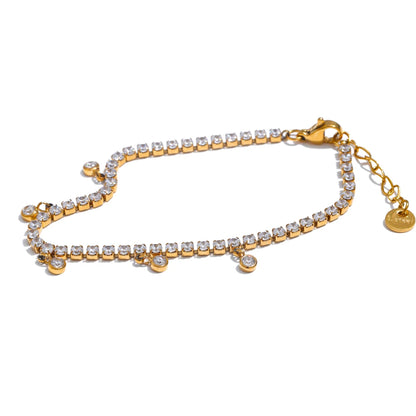 Shiny cubic zirconia chain necklace bracelet set - product image