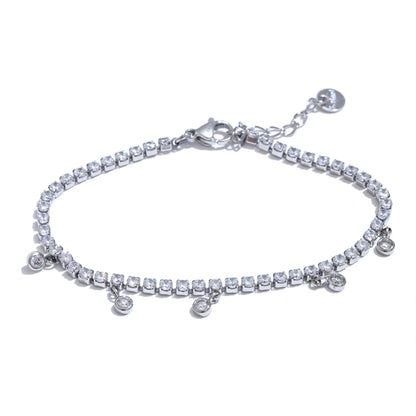 Shiny cubic zirconia chain necklace bracelet set - product image