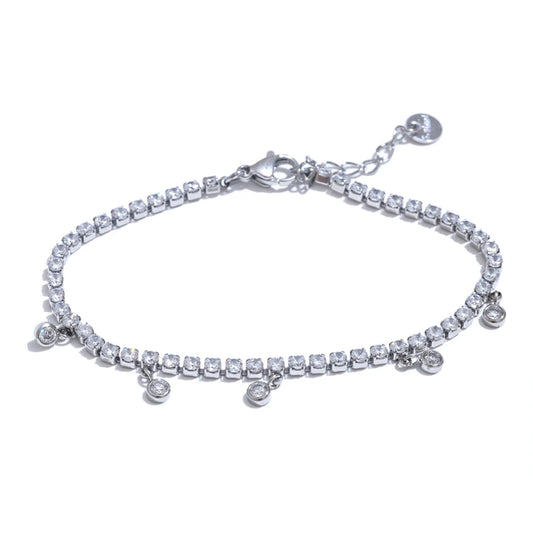 Shiny cubic zirconia chain necklace bracelet set - product image