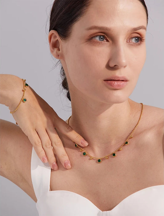 Shiny cubic zirconia chain set - product image