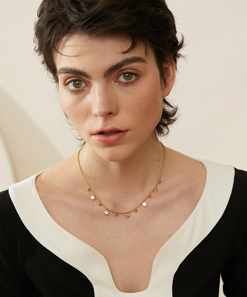 Shiny cubic zirconia chain set - product image