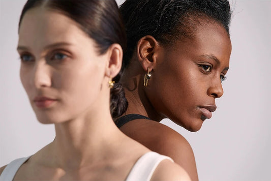 Shiny cubic zirconia charm drop abstract earrings - product image