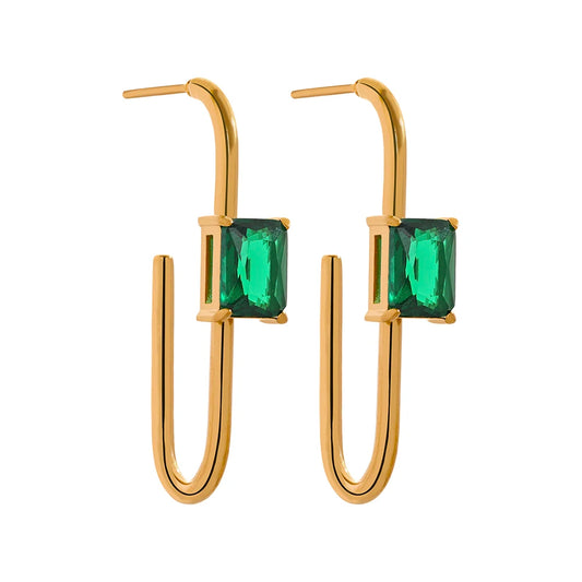 Shiny cubic zirconia charm drop abstract earrings - product image