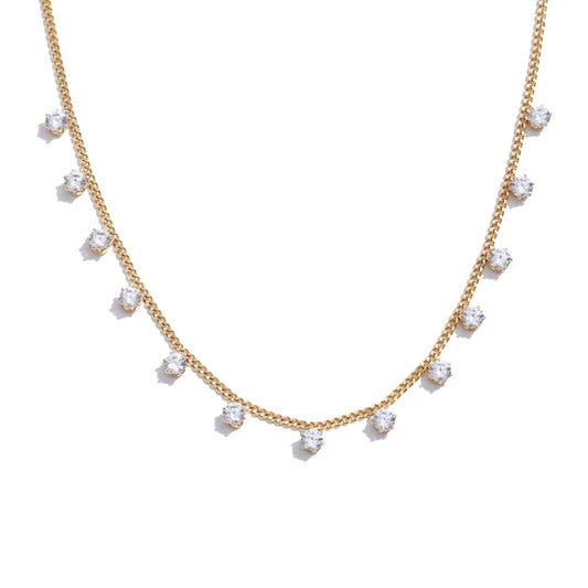 Shiny cubic zirconia chic chain pendant necklace - product image