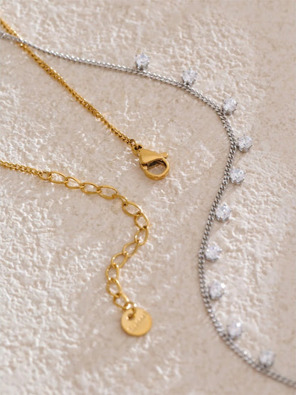 Shiny cubic zirconia chic chain pendant necklace - product image