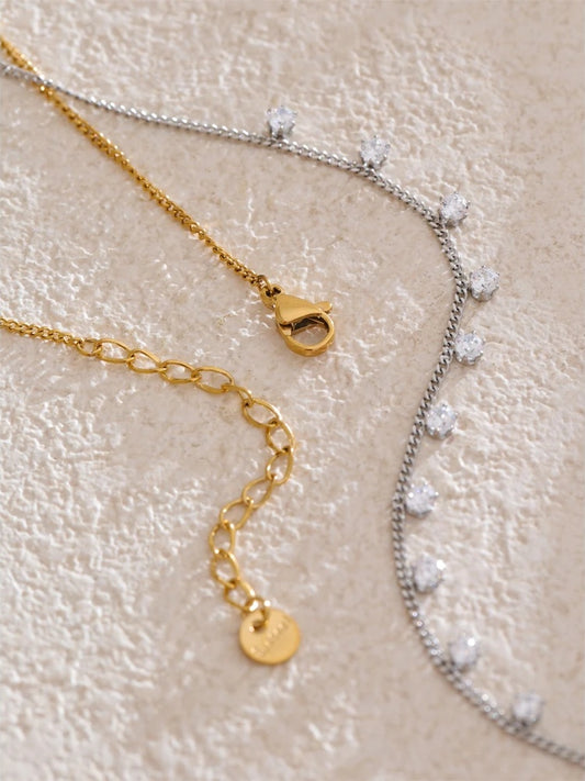 Shiny cubic zirconia chic chain pendant necklace - product image
