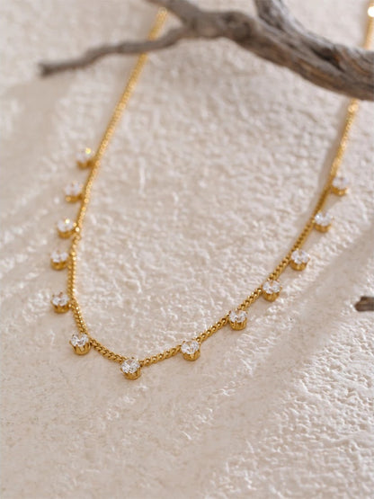Shiny cubic zirconia chic chain pendant necklace - product image