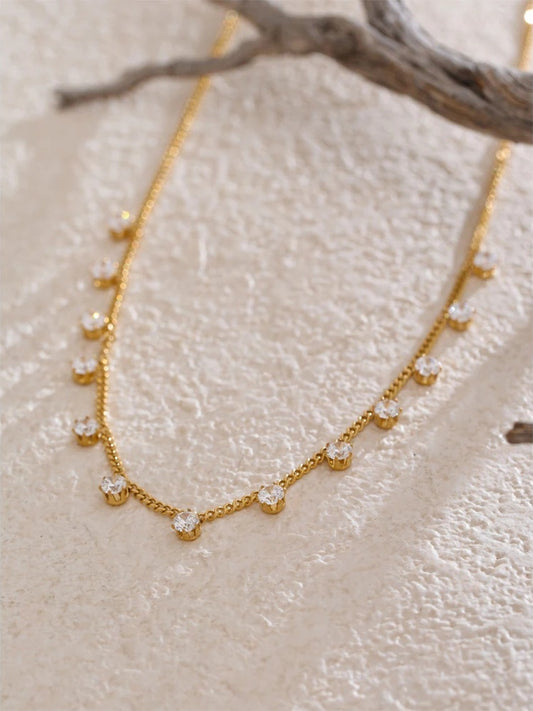 Shiny cubic zirconia chic chain pendant necklace - product image