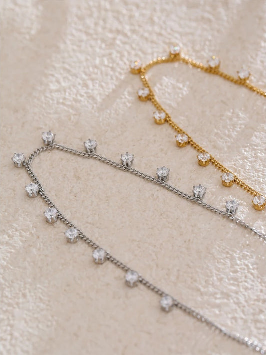 Shiny cubic zirconia chic chain pendant necklace - product image