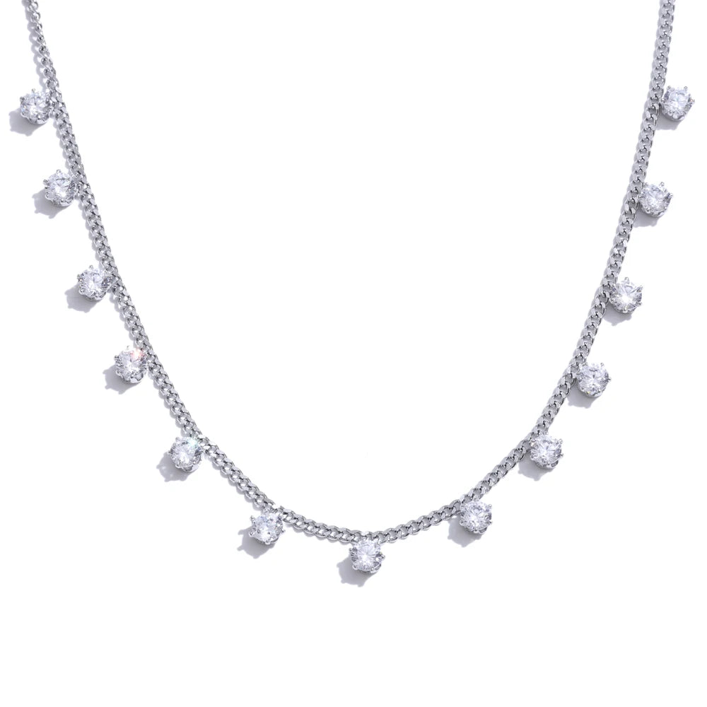 Shiny cubic zirconia chic chain pendant necklace - product image