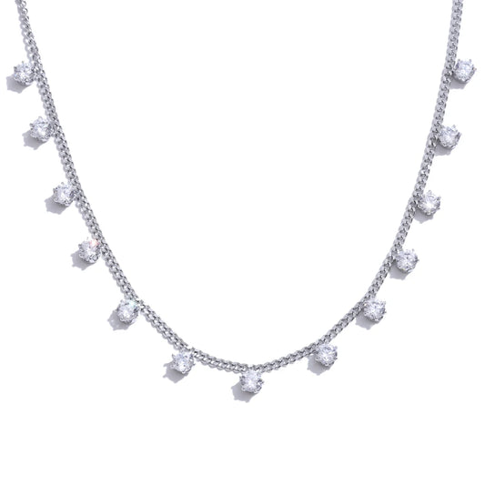 Shiny cubic zirconia chic chain pendant necklace - product image
