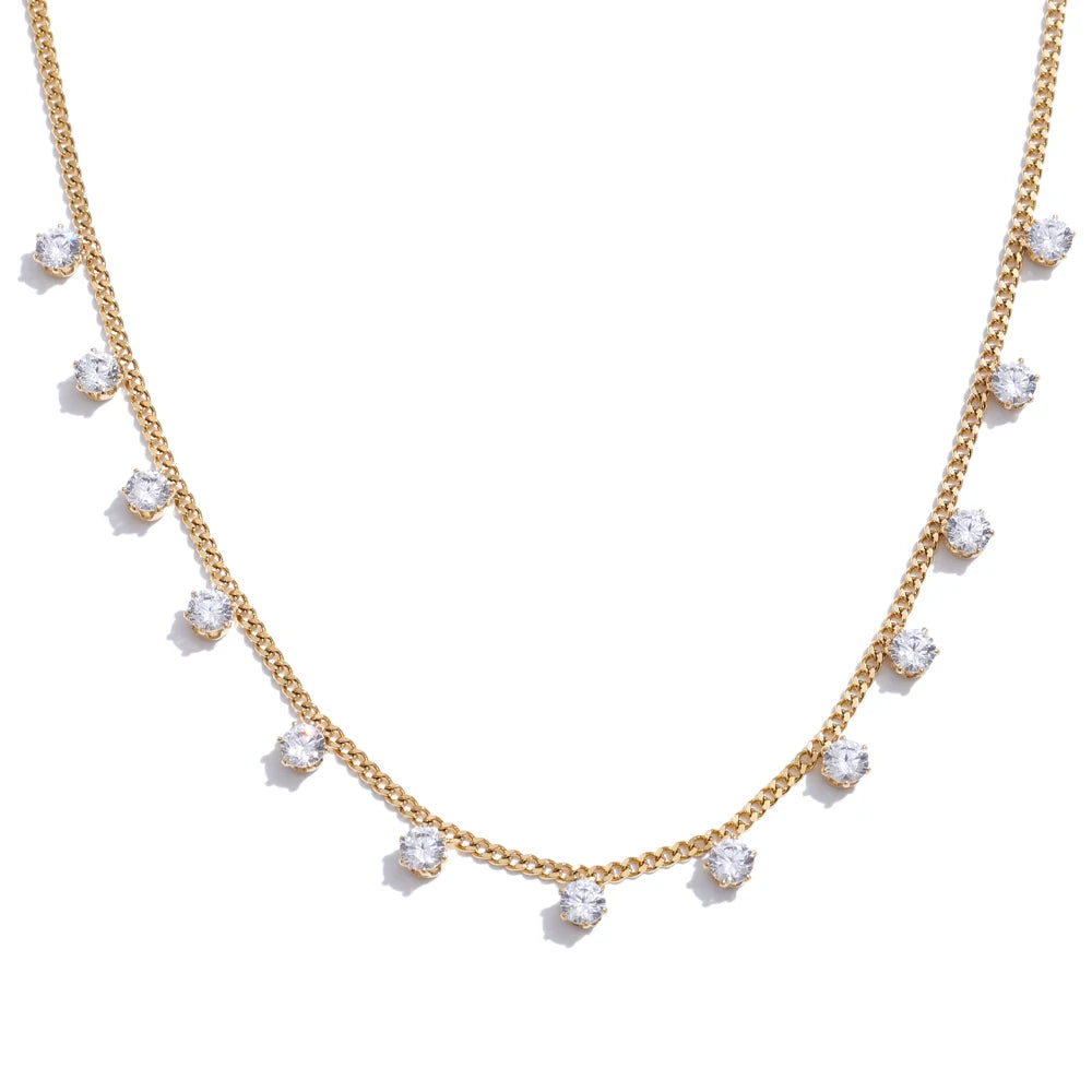 Shiny cubic zirconia chic chain pendant necklace - product image