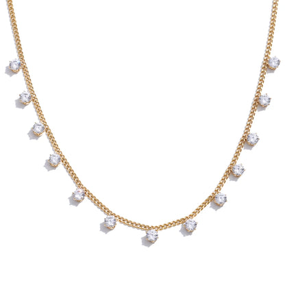 Shiny cubic zirconia chic chain pendant necklace - product image